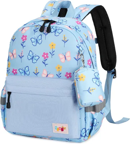 Vista 16 de mygreen Mochila para niños pequeños, mochila para niños y niñas con correa para el pecho Coches Coloridos Azul Claro
