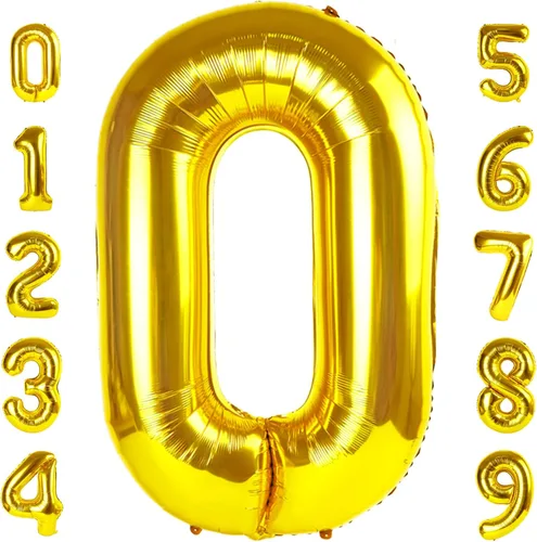 Vista 165 de Globos con números de 40 pulgadas, color negro, para decoraciones de cumpleaños de 10 a 100 años Jumbo 40In & Vibrant Color, With Hanging Holes