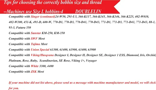 Vista 7 de DOUBLELIN Bobinas preenrolladas LPB-40S2, tamaño L/estilo L/SA155/tamaño 9.4, lado de plástico, poliéster hilado 40S/2, negro, 144 piezas