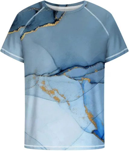 Vista 5 de Tops básicos Hombres Impresión Digital 3D Jersey Camisa Estampado mármol Camiseta Manga Corta Blusa Cuello Redondo