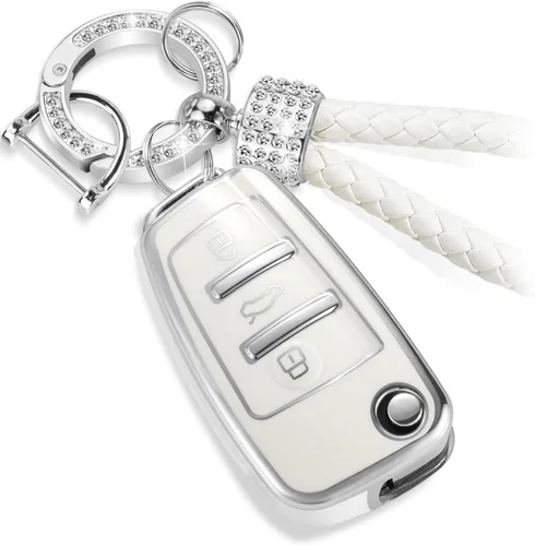 Vista 60 de para llavero de Cadillac con funda de TPU con superficie granulada y cuerda trenzada metálica, funda de llavero mejorada para 2020 en adelante CT4