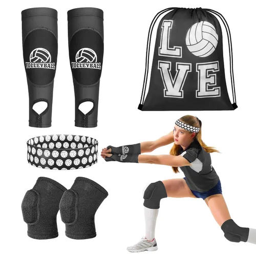 Vista 14 de 6 rodilleras de voleibol y manga de brazo, accesorios de voleibol, equipo de protección, antebrazo, codo, muñequera con almohadilla de protección