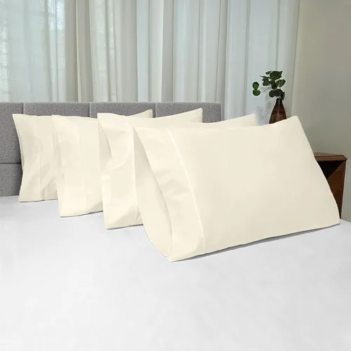 Vista 80 de Juego de 2 fundas de almohada de 100 % algodón puro, tamaño King, color plateado, lujosas fundas de almohada de algodón de fibra larga de 400 hilos