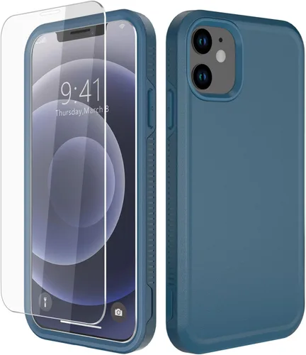 Vista 23 de Diverbox - Funda para iPhone 12 a prueba de golpes y caídas, protector de pantalla de vidrio templado, funda protectora de alta resistencia
