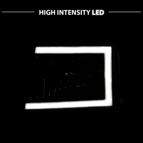 Vista 6 de AmeriLite para camioneta Toyota Tacoma 2WD 1997-2000, faros delanteros de tubo LED negros de repuesto + juego de luz de esquina - lado del pasajero