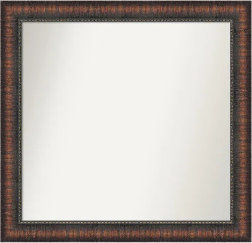 Vista 68 de Amanti Art Espejo de baño marrón para sobre el fregadero, 24 x 24 pulgadas, espejo de tocador cuadrado marrón Caleb, marco de madera rústica