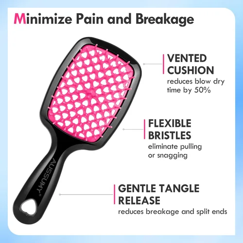 Vista 2 de 2 Pack Cepillo para Desenredar con Ventilación - Cepillo Desenredante con Cerdas Suave para Cabello Sin Enredos - Ideal para Cabello Natural