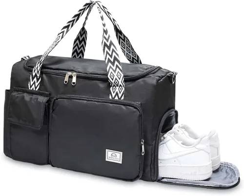 Vista 304 de Pequeña bolsa de gimnasio para mujer, bolsa de viaje con compartimento para zapatos