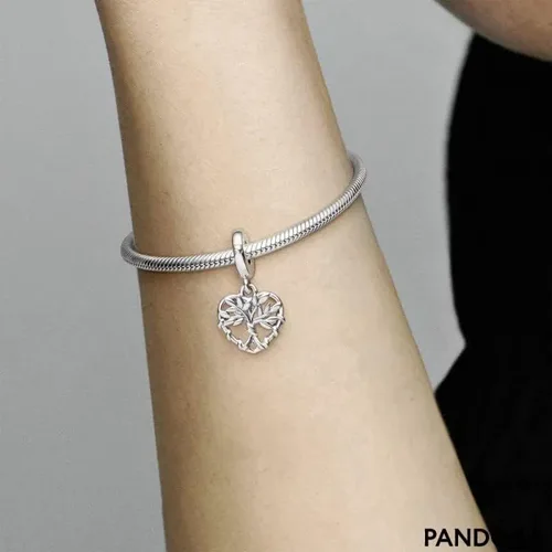Vista 4 de PANDORA Dije colgante de árbol familiar de corazón Metal Circonita cúbica