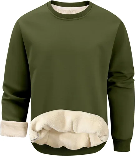 Vista 8 de Gihuo Sudadera de forro polar con cuello redondo y forro polar para hombre 02 Ejército