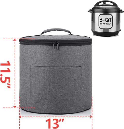 Vista 5 de Luxja Cubierta antipolvo compatible con olla instantánea de 6 cuartos de galón (incluida en la parte inferior), cubierta de cierre de cremallera