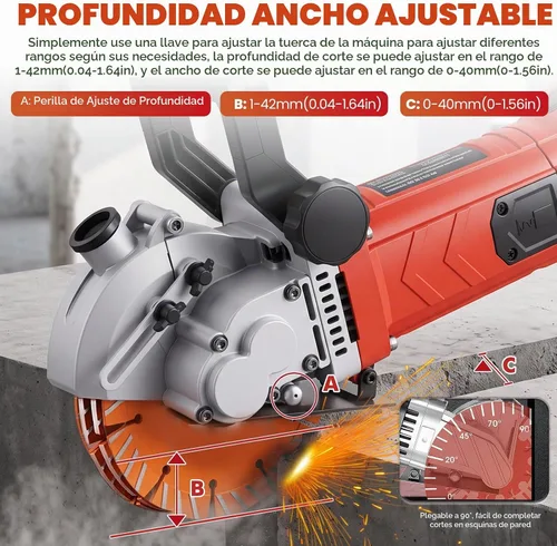 Vista 4 de YUCHENGTECH Wall Chaser 4800W Máquina de corte de ranura de pared eléctrica Cortadora de ranurado de hormigón con línea de observación infrarroja