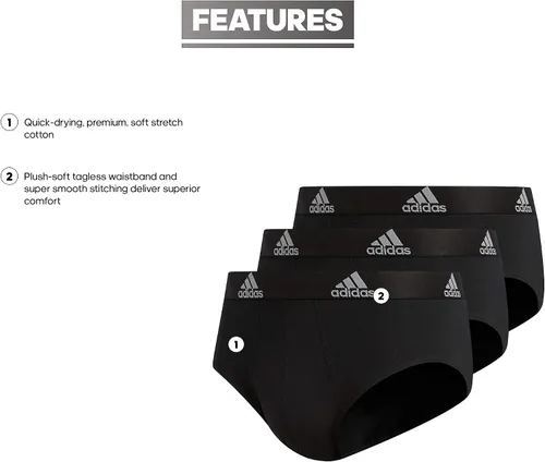 Vista 2 de adidas Ropa interior de algodón elástico para hombre paquete de 3
