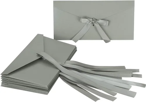 Vista 12 de 10 sobres con nudo, 5 perlas de color para tarjeta de regalo de negocios, boda, fiesta, invitación, 8.6 x 4.2 pulgadas, sobre de tarjeta de regalo