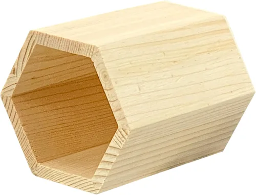 Vista 3 de Cregugua 12 soportes de madera de 4 pulgadas con forma hexagonal para lápices de madera sin terminar para manualidades (3 x 3 x 4 pulgadas)