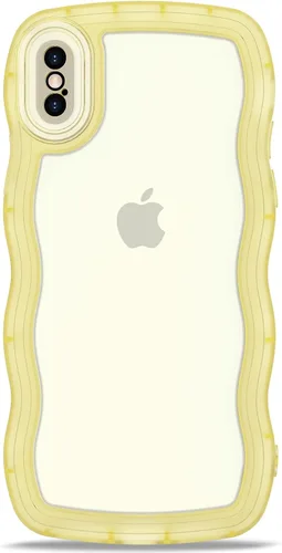 Vista 125 de Anuck Funda para iPhone 13 Pro con borde ondulado, diseño trasero transparente, agarre antideslizante, forma de marco rizado ondulado, a prueba