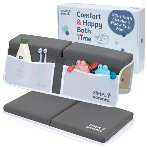 Vista 8 de Simply Parents Cómodo juego de rodilleras y coderas para el baño del bebé, almohadilla antideslizante de secado rápido para bañar al bebé