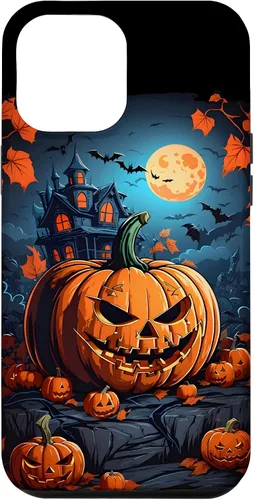 Vista 23 de iPhone 11 Pro Max - Funda para disfraz de Halloween con diseño de calabaza tallada espeluznante