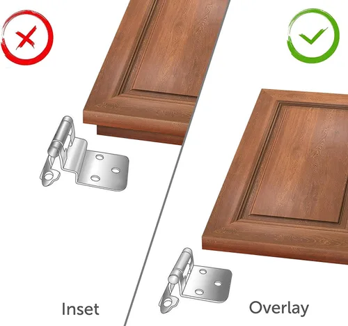 Vista 8 de Silverline 6 pares de bisagras de gabinete de cierre automático, para puerta de cocina con superposición variable, níquel satinado cepillado