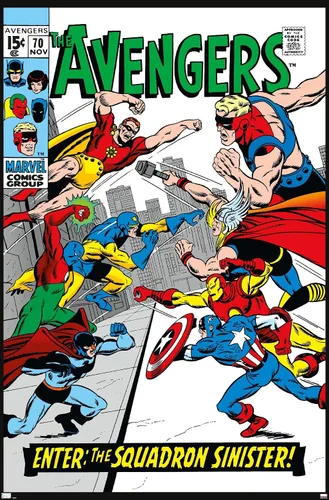 Vista 9 de Trends International Marvel Comics Avengers #70 - Póster de pared, 22.4 pulgadas de largo x 14.7 pulgadas, versión enmarcada en madera de granero