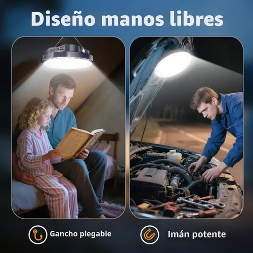 Vista 6 de Luces de camping portátiles recargables, luz LED de 5000 lm para tienda de campaña de 30 W con imán, IPX4 impermeable, linterna de campamento, falla