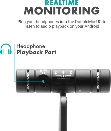 Vista 7 de Movo DoubleMic-UC - Micrófono de teléfono de doble cápsula para dispositivos USB-C, condensador cardioide de dos caras, micrófono de escopeta