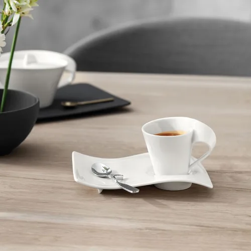 Vista 4 de Villeroy & Boch NewWave Caffe - Juego de 2 tazas de porcelana premium, fabricadas en Alemania, 11 onzas