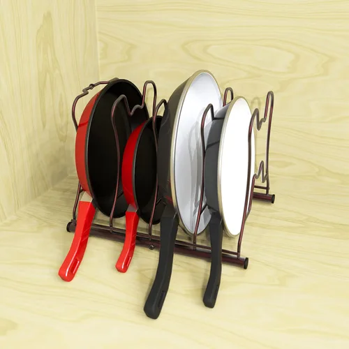 Vista 4 de Simple Houseware - Organizador de gabinete y despensa para ollas y sartenes, soporte, estante, bronce