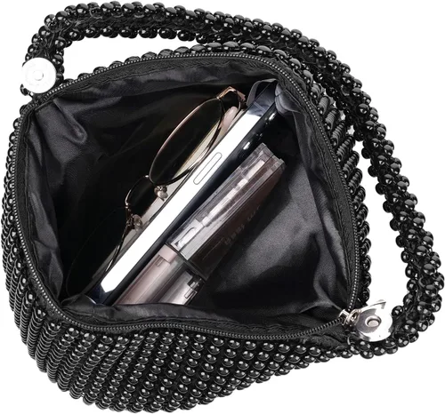 Vista 5 de Bolso de noche para mujer - Tamaño más grande mejorado, clutch de muñeca con diamantes de imitación completos brillantes para fiesta, boda, cita