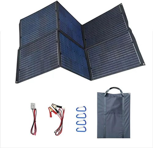 Vista 12 de Panel solar portátil plegable de 400 W, panel de silicona monocristalino, impermeable, con cable de alimentación, adecuado para familias de viajes