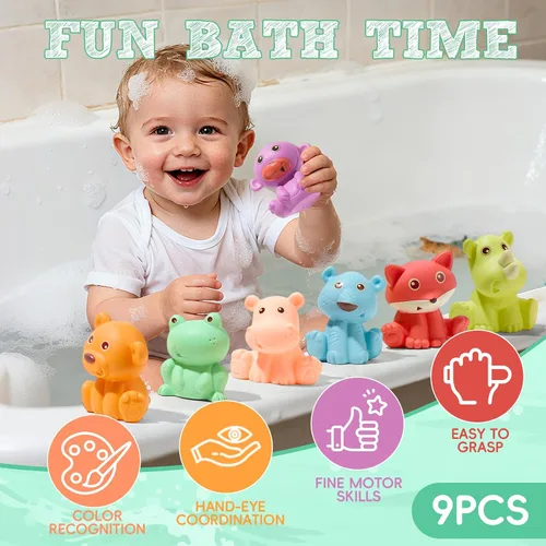Vista 4 de Juguetes de baño para bebés de 6 a 12 meses Juguetes de baño sellados, sin agujeros y sin moho para niños pequeños Juguetes flotantes suaves