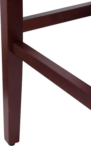 Vista 8 de WO Home Furniture Taburete de bar de 29 pulgadas, taburete tapizado sin espalda con patas de madera rojo cereza para cocina (gris)