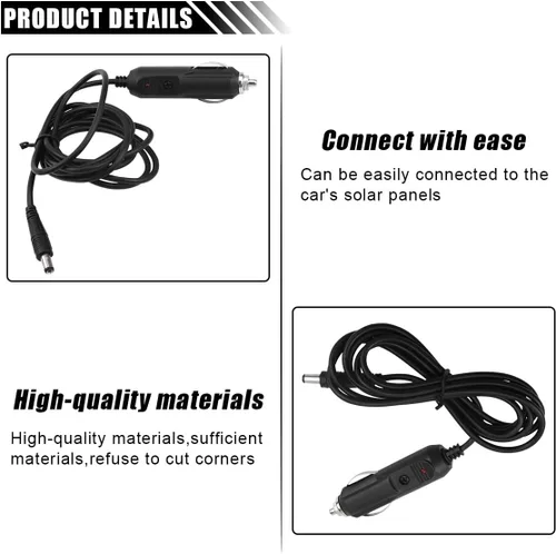 Vista 3 de Adaptador de cargador de coche de 12 V, compatible con cojín de masaje de cuello y espalda, encendedor de cigarrillos, cable de enchufe macho