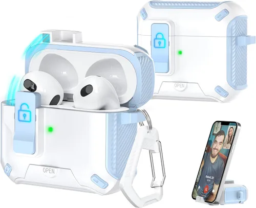 Vista 160 de R-fun Funda de carga compatible con AirPods de 2ª generación 2019, 1ª generación 2016, protección completa contra caídas, tapa desplegable