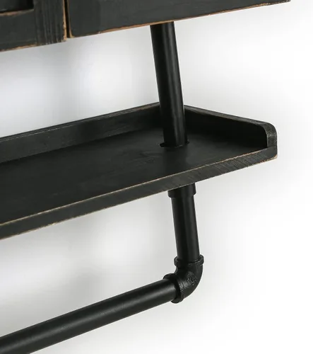 Vista 6 de Armario de almacenamiento sobre inodoro de 23.1 x 16.9 pulgadas, gabinete de baño con estante de pared ajustable y toallero, puertas dobles, Negro