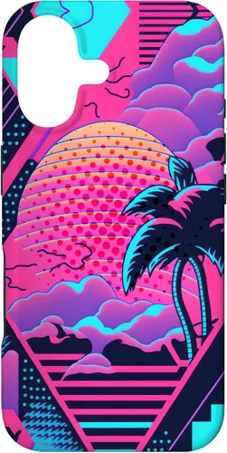 Vista 32 de iPhone 16 Retro Vaporwave Vibes - Funda para amantes de la nostalgia de la música de los años 90