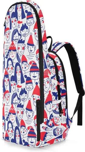 Vista 2 de Bolsa de tenis y bádminton lindo patrón resistente de personas cara feliz azul rojo deportes tenis bádminton bolsa para hombres mujeres tenis