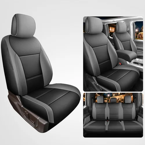 Vista 4 de Red Rain Fundas de cuero para asiento F150, ajuste personalizado para Ford F150 SuperCrew/CrewCab 2015 a 2025 XL XLT STX, camioneta pickup, juego