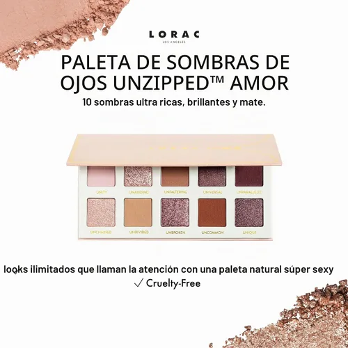 Vista 3 de LORAC Paleta de sombras de ojos sin cremallera, acabado mate y purpurina Amor