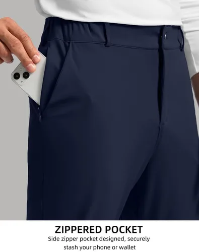 Vista 4 de Soothfeel Pantalones de golf para hombre con 5 bolsillos, ajustados, elásticos, casuales, de viaje, pantalones de trabajo para hombre