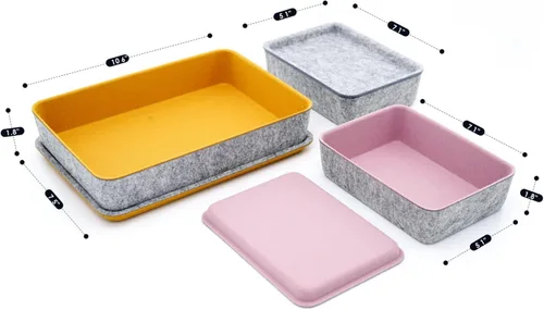 Vista 7 de Welaxy Organizador de cajones de fieltro con tapa con tapas, organizador apilable de escritorio, caja de almacenamiento para manualidades