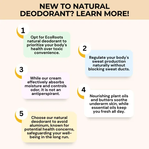 Vista 3 de ECO ROOTS Desodorante natural para mujeres y hombres Crema desodorante orgánica sin aluminio Desodorante saludable sin bicarbonato