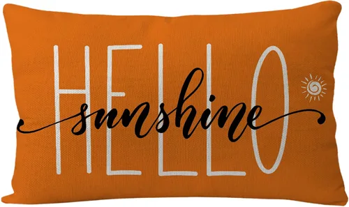 Vista 5 de 7COLORROOM Hello Sunshine - Funda de almohada lumbar verde de verano, fundas de almohada decorativas para sofá, patio, 12 x 20 pulgadas (verde)