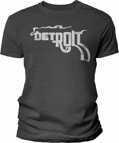 Vista 19 de Detroit Smoking Gun - Camisa para hombre y mujer, estilo vintage, suave Negro