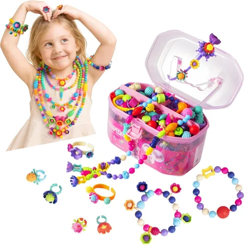 Vista 9 de BIRANCO. Juego de cuentas de lujo con más de 350 cuentas pop que incluye mariposa, abeja, libélula con alas transparentes y kit de fabricación