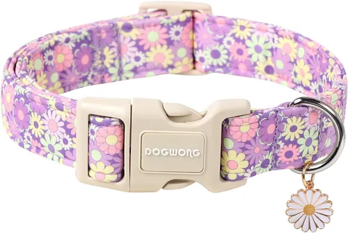 Vista 40 de DOGWONG Collar de Algodón para Perro, Collar para Perro de Cuadros Azules Resistente, Collar Suave y Duradero para Perro Macho, Lindo Collar de A