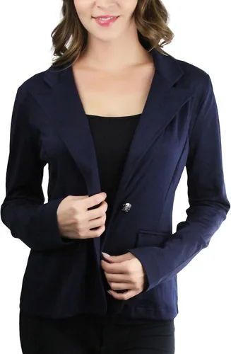 Vista 33 de ToBeInStyle Blazers de manga larga con cremallera y botones para mujer