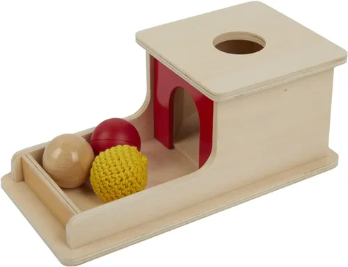 Vista 2 de Tiger Montessori Caja de permanencia con bandeja de tres bolas para bebés de 6 a 12 meses (madera+plástico+bola de punto)