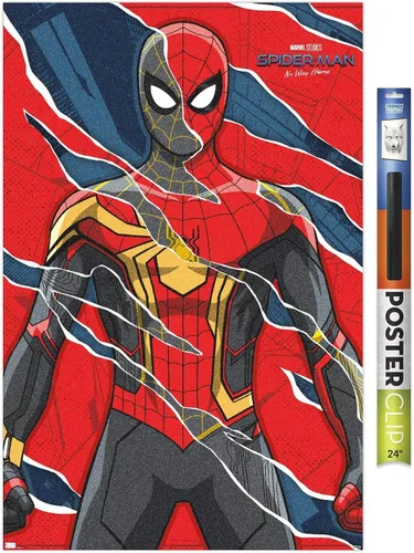 Vista 19 de Trends International Marvel Spider-Man: No Way Home - Póster de pared triturado, 22.4 pulgadas de largo x 14.7 pulgadas, versión enmarcada en madera