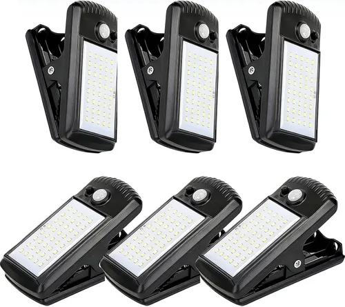 Vista 10 de YJFWAL Paquete de 2 luces solares para exteriores, 40 LED, 3 modos luces con clip con sensor de movimiento solar, impermeable IP65 para patio